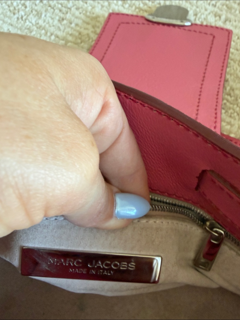 Vintage y2k Marc Jacobs Hot Pink Leather Top-Handle Satchel with Silver Hardware - Picture 5 of 5